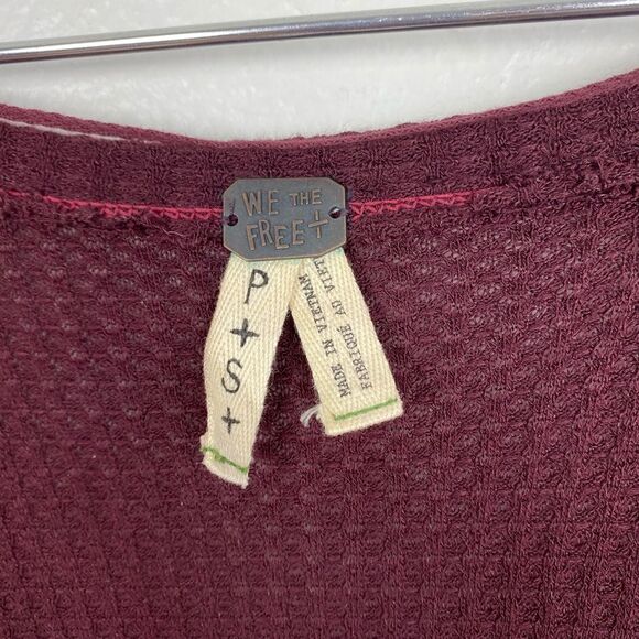 Free People Thermal Waffle Knit Burgundy Top - Picture 7 of 12